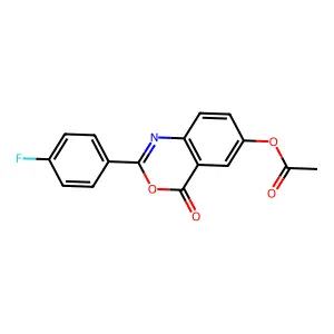 2-(4-fluorophenyl)-4-oxo-4H-3,1-benzoxazin-6-yl acetate structure