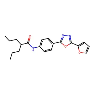 N-[4-[5-(furan-2-yl)-1,3,4-oxadiazol-2-yl]phenyl]-2-propylpentanamide structure