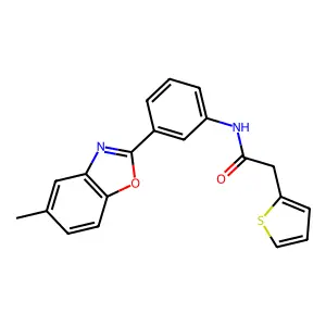 N-[3-(5-methyl-1,3-benzoxazol-2-yl)phenyl]-2-thiophen-2-ylacetamide structure