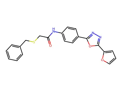 2-benzylsulfanyl-N-[4-[5-(furan-2-yl)-1,3,4-oxadiazol-2-yl]phenyl]acetamide structure
