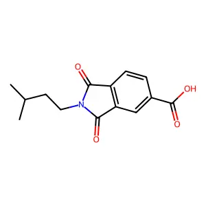 2-(3-methylbutyl)-1,3-dioxo-2,3-dihydro-1H-isoindole-5-carboxylic acid structure