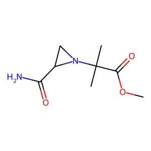 Methyl 2-(2-carbamoylaziridin-1-yl)-2-methylpropanoate structure