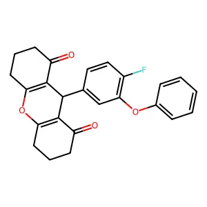 9-(4-fluoro-3-phenoxyphenyl)-3,4,5,6,7,9-hexahydro-2H-xanthene-1,8-dione structure