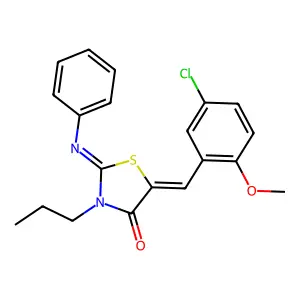 (2Z,5Z)-5-(5-chloro-2-methoxybenzylidene)-2-(phenylimino)-3-propyl-1,3-thiazolidin-4-one structure