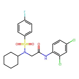 2-[cyclohexyl-(4-fluorophenyl)sulfonylamino]-N-(2,4-dichlorophenyl)acetamide structure