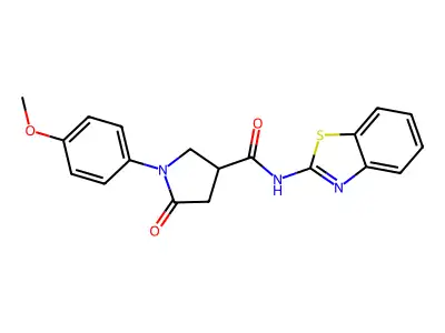 N-(1,3-benzothiazol-2-yl)-1-(4-methoxyphenyl)-5-oxopyrrolidine-3-carboxamide structure