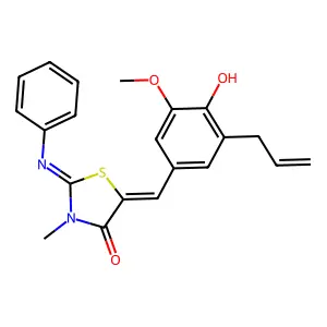 5-(3-allyl-4-hydroxy-5-methoxybenzylidene)-3-methyl-2-(phenylimino)-1,3-thiazolidin-4-one structure
