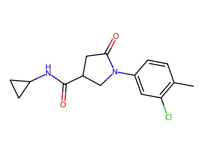 1-(3-chloro-4-methylphenyl)-N-cyclopropyl-5-oxopyrrolidine-3-carboxamide structure