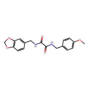 N'-(1,3-benzodioxol-5-ylmethyl)-N-[(4-methoxyphenyl)methyl]oxamide structure