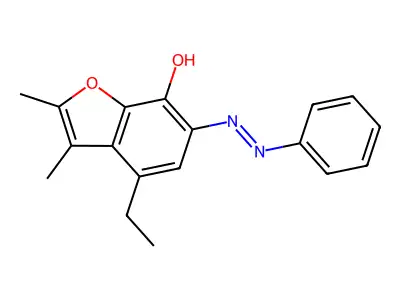 4-Ethyl-2,3-dimethyl-6-phenyldiazenyl-1-benzofuran-7-ol structure