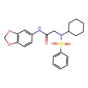 2-[benzenesulfonyl(cyclohexyl)amino]-N-(1,3-benzodioxol-5-yl)acetamide structure