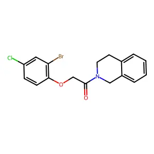 2-(2-bromo-4-chlorophenoxy)-1-(3,4-dihydro-1H-isoquinolin-2-yl)ethanone structure