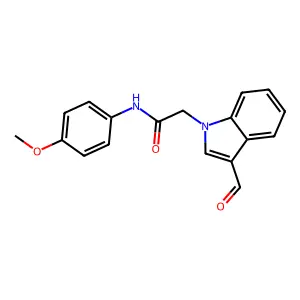 2-(3-formyl-1H-indol-1-yl)-N-(4-methoxyphenyl)acetamide structure