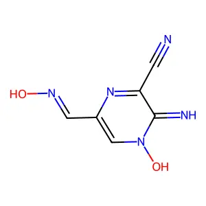 2-Amino-3-cyano-5-oximinomethylpyrazin-1-oxid structure