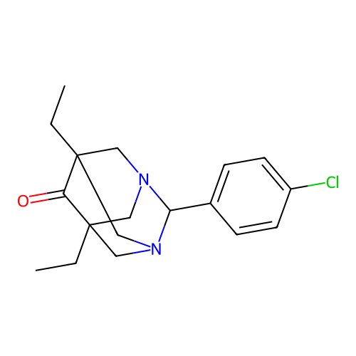 2-(4-Chlorophenyl)-5,7-diethyl-1,3-diazatricyclo[3.3.1.1~3,7~]decan-6-one structure