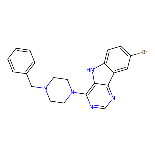 4-(4-benzylpiperazin-1-yl)-8-bromo-5H-pyrimido[5,4-b]indole structure