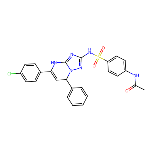 N-(4-{[5-(4-chlorophenyl)-7-phenyl-4,7-dihydro[1,2,4]triazolo[1,5-a]pyrimidin-2-yl]sulfamoyl}phenyl)acetamide structure
