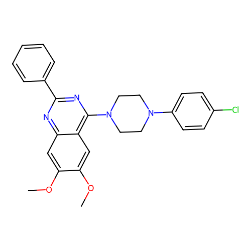 4-[4-(4-Chlorophenyl)piperazin-1-yl]-6,7-dimethoxy-2-phenylquinazoline structure