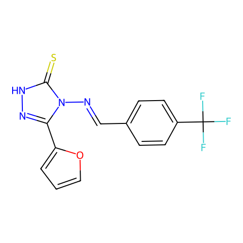 3-(furan-2-yl)-4-[(E)-[4-(trifluoromethyl)phenyl]methylideneamino]-1H-1,2,4-triazole-5-thione structure
