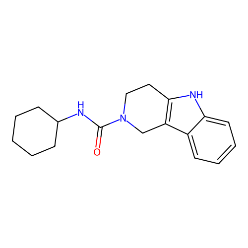 N-cyclohexyl-1,3,4,5-tetrahydro-2H-pyrido[4,3-b]indole-2-carboxamide structure