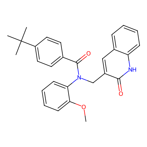 4-tert-butyl-N-(2-methoxyphenyl)-N-[(2-oxo-1H-quinolin-3-yl)methyl]benzamide structure