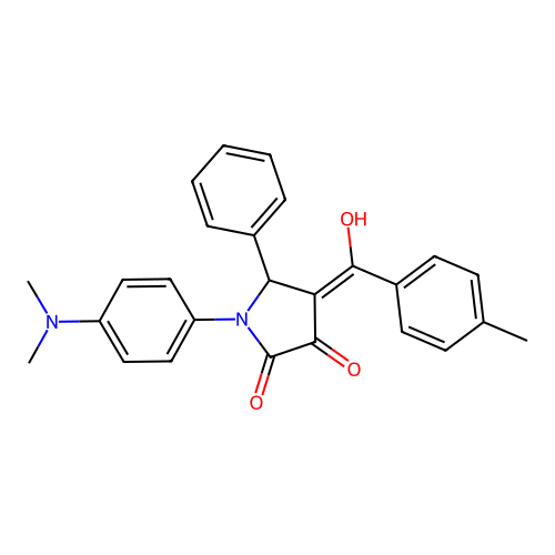 (4E)-1-(4-dimethylaminophenyl)-4-[hydroxy-(4-methylphenyl)methylidene]-5-phenylpyrrolidine-2,3-dione structure
