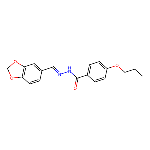 N'-[(E)-1,3-benzodioxol-5-ylmethylidene]-4-propoxybenzohydrazide structure