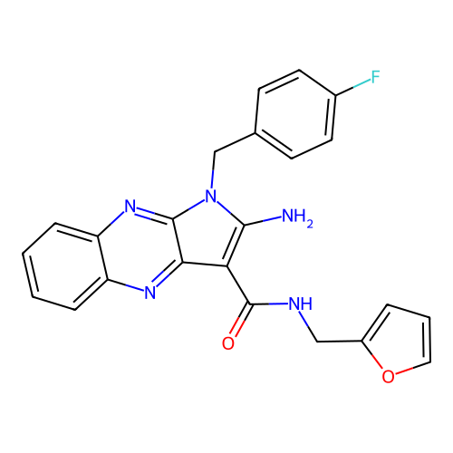 2-amino-1-(4-fluorobenzyl)-N-(furan-2-ylmethyl)-1H-pyrrolo[2,3-b]quinoxaline-3-carboxamide structure