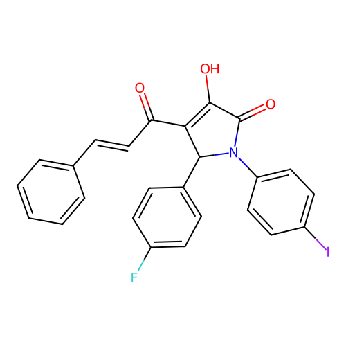 4-cinnamoyl-5-(4-fluorophenyl)-3-hydroxy-1-(4-iodophenyl)-1H-pyrrol-2(5H)-one structure