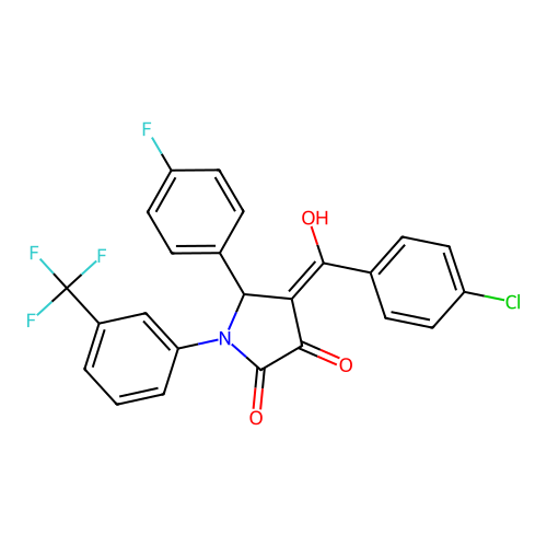 (4E)-4-[(4-chlorophenyl)(hydroxy)methylidene]-5-(4-fluorophenyl)-1-[3-(trifluoromethyl)phenyl]pyrrolidine-2,3-dione structure