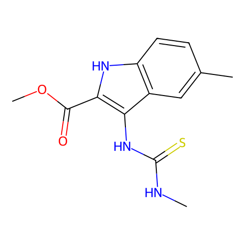 methyl 5-methyl-3-[(methylcarbamothioyl)amino]-1H-indole-2-carboxylate structure