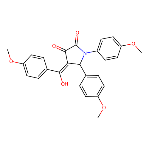 (4E)-4-[hydroxy(4-methoxyphenyl)methylidene]-1,5-bis(4-methoxyphenyl)pyrrolidine-2,3-dione structure