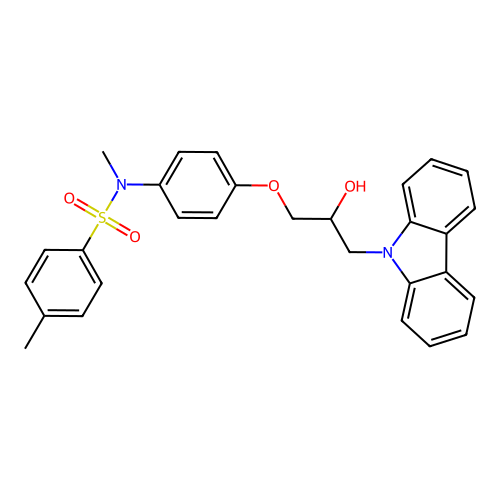 N-{4-[3-(9H-carbazol-9-yl)-2-hydroxypropoxy]phenyl}-N,4-dimethylbenzenesulfonamide structure