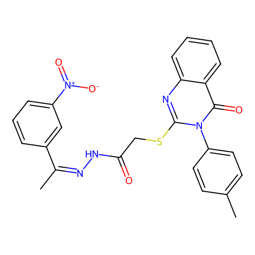 (Z)-N'-(1-(3-nitrophenyl)ethylidene)-2-((4-oxo-3-(p-tolyl)-3,4-dihydroquinazolin-2-yl)thio)acetohydrazide structure