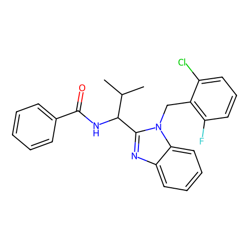 N-{1-[1-(2-chloro-6-fluorobenzyl)-1H-benzimidazol-2-yl]-2-methylpropyl}benzamide structure