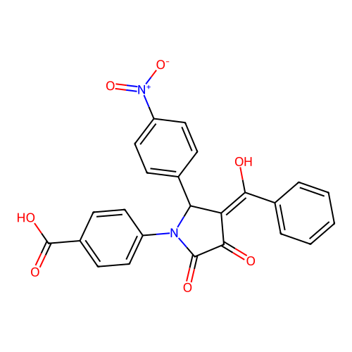 4-[(3E)-3-[hydroxy(phenyl)methylidene]-2-(4-nitrophenyl)-4,5-dioxopyrrolidin-1-yl]benzoic acid structure