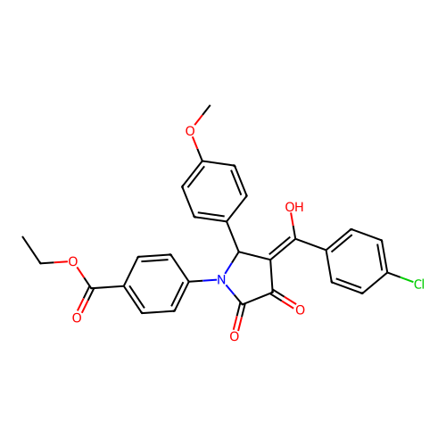 ethyl 4-[(3E)-3-[(4-chlorophenyl)(hydroxy)methylidene]-2-(4-methoxyphenyl)-4,5-dioxopyrrolidin-1-yl]benzoate structure