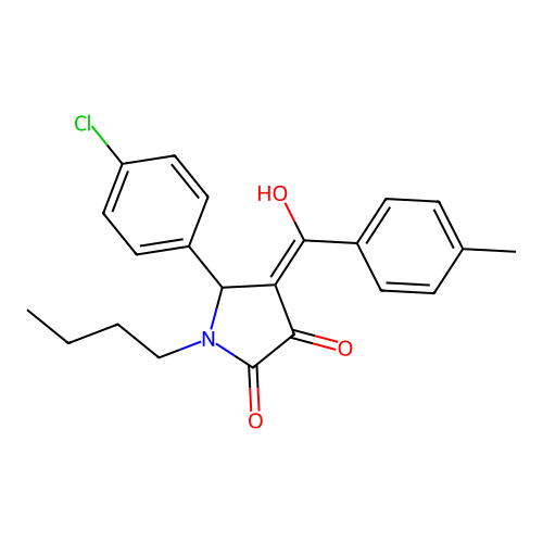 1-butyl-5-(4-chlorophenyl)-3-hydroxy-4-(4-methylbenzoyl)-1H-pyrrol-2(5H)-one structure