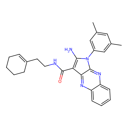 2-amino-N-(2-(cyclohex-1-en-1-yl)ethyl)-1-(3,5-dimethylphenyl)-1H-pyrrolo[2,3-b]quinoxaline-3-carboxamide structure