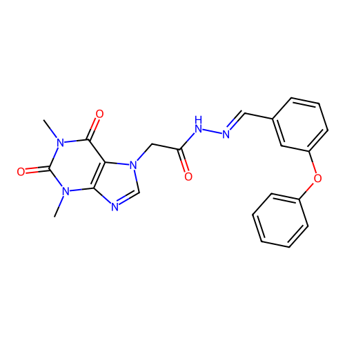 2-(1,3-dimethyl-2,6-dioxo-1,2,3,6-tetrahydro-7H-purin-7-yl)-N'-[(E)-(3-phenoxyphenyl)methylidene]acetohydrazide structure