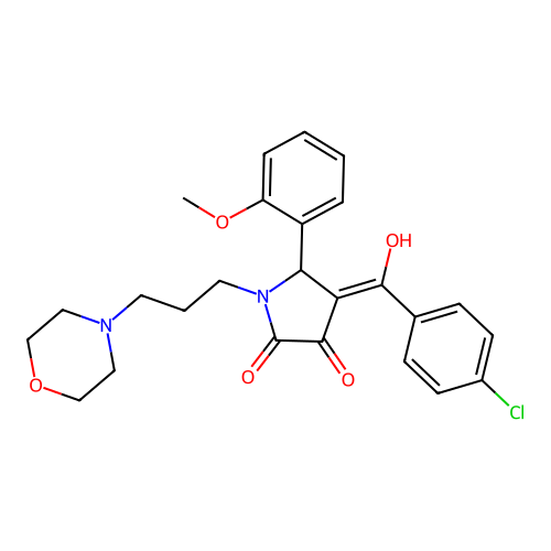 (4E)-4-[(4-chlorophenyl)-hydroxymethylidene]-5-(2-methoxyphenyl)-1-(3-morpholin-4-ylpropyl)pyrrolidine-2,3-dione structure