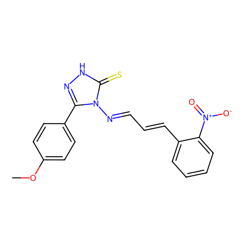 3-(4-methoxyphenyl)-4-[(E)-[(E)-3-(2-nitrophenyl)prop-2-enylidene]amino]-1H-1,2,4-triazole-5-thione structure
