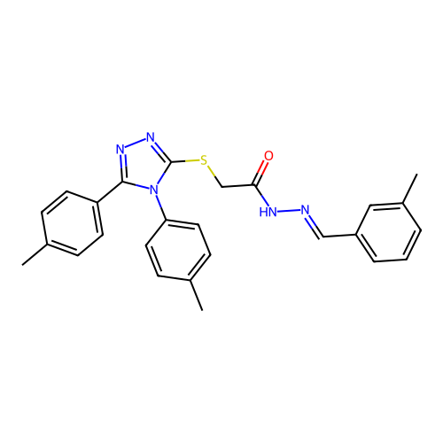 2-{[4,5-bis(4-methylphenyl)-4H-1,2,4-triazol-3-yl]sulfanyl}-N'-[(E)-(3-methylphenyl)methylidene]acetohydrazide structure