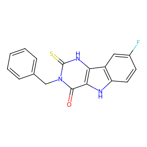 3-benzyl-8-fluoro-2-sulfanyl-3,5-dihydro-4H-pyrimido[5,4-b]indol-4-one structure