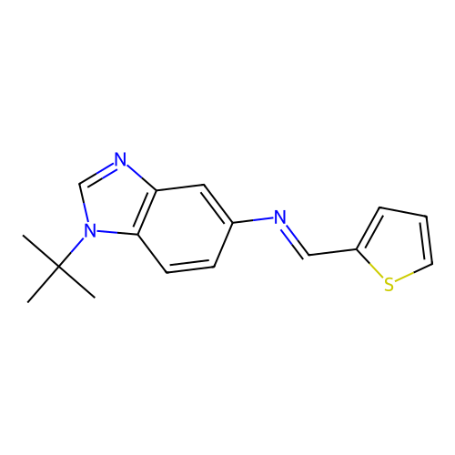 1-tert-butyl-N-[(E)-thiophen-2-ylmethylidene]-1H-benzimidazol-5-amine structure