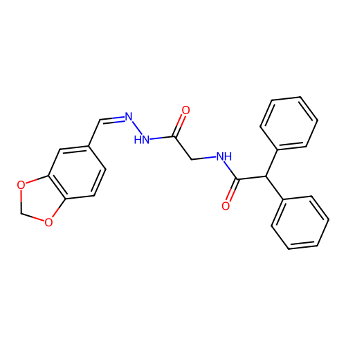 (Z)-N-(2-(2-(benzo[d][1,3]dioxol-5-ylmethylene)hydrazinyl)-2-oxoethyl)-2,2-diphenylacetamide structure