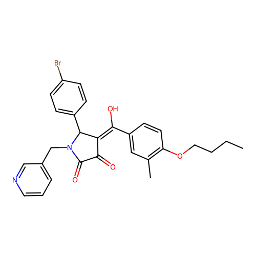 (4E)-5-(4-bromophenyl)-4-[(4-butoxy-3-methylphenyl)-hydroxymethylidene]-1-(pyridin-3-ylmethyl)pyrrolidine-2,3-dione structure