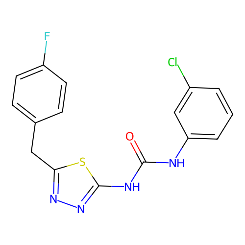1-(3-chlorophenyl)-3-(5-(4-fluorobenzyl)-1,3,4-thiadiazol-2-yl)urea structure