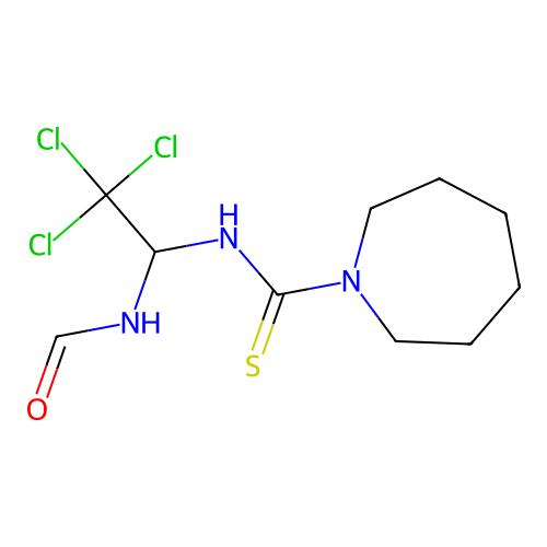 N-[2,2,2-trichloro-1-(formylamino)ethyl]azepane-1-carbothioamide structure