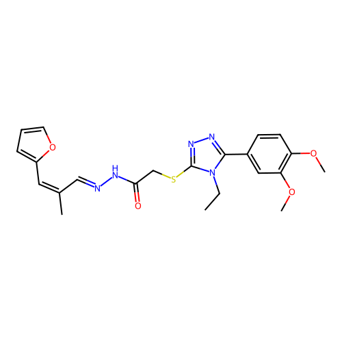 (E)-2-((5-(3,4-dimethoxyphenyl)-4-ethyl-4H-1,2,4-triazol-3-yl)thio)-N'-((Z)-3-(furan-2-yl)-2-methylallylidene)acetohydrazide structure